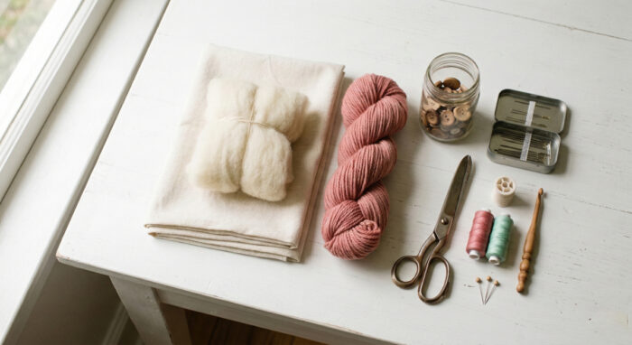 Materialien zum Puppen machen im Atelier